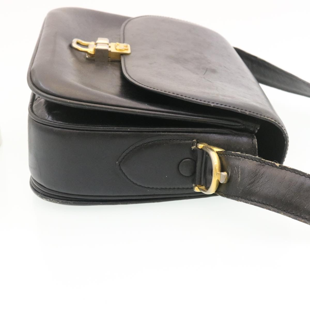 Luxury CELINE Horse Carriage Shoulder Bag Leather Black 28422