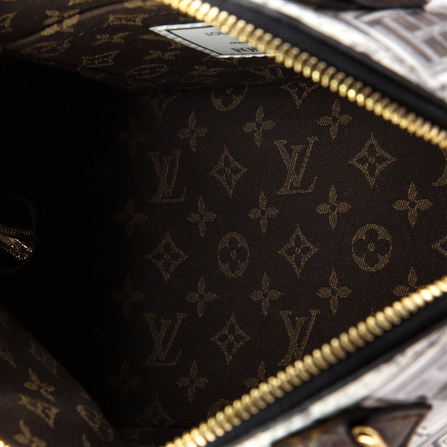 Louis Vuitton Alma Handbag Limited Edition Fornasetti Architettura Print Leather and Monogram Canvas BB