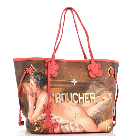 Louis Vuitton Neverfull NM Tote Limited Edition Jeff Koons Boucher Print Canvas MM