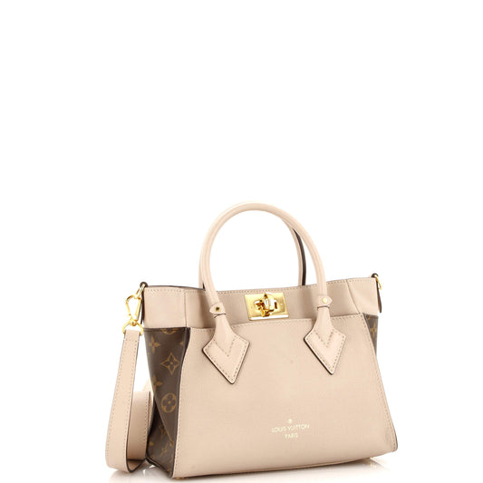 Louis Vuitton On My Side Tote Leather with Monogram Canvas PM