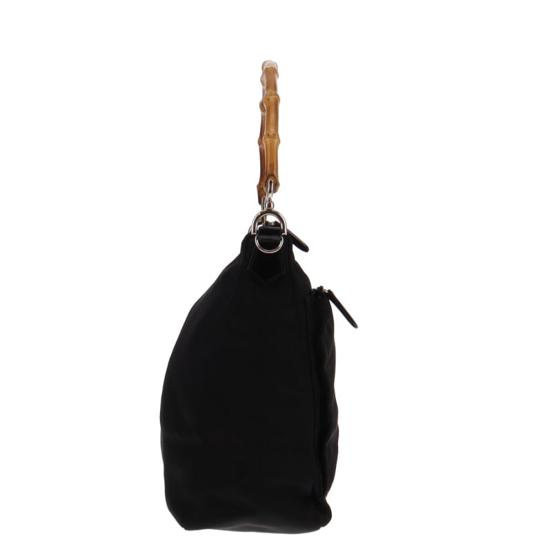 Gucci Bamboo Black Leather Canvas Tote Style 2