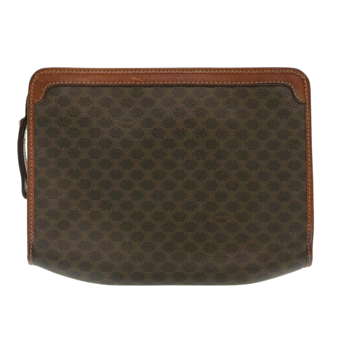 Luxury CELINE Macadam Canvas Clutch Bag PVC Leather Brown 29196