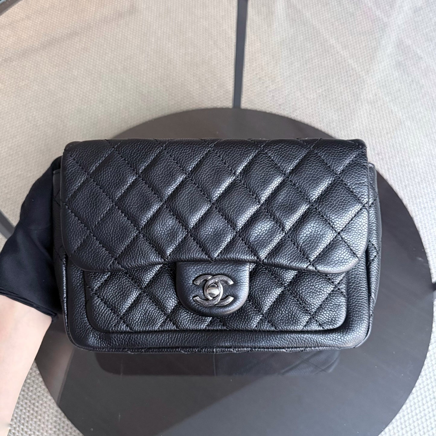 Chanel Seasonal Flap - 24CM Caviar Black Silver Hardware Series 18