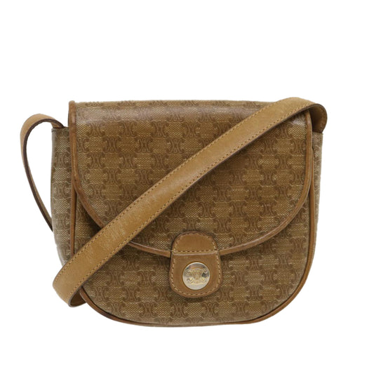 Luxury CELINE Macadam Canvas Shoulder Bag Beige 29662