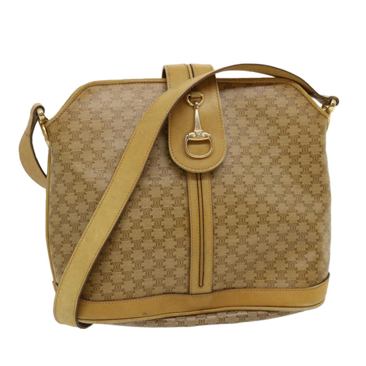 Luxury CELINE Macadam Canvas Shoulder Bag Beige 29812