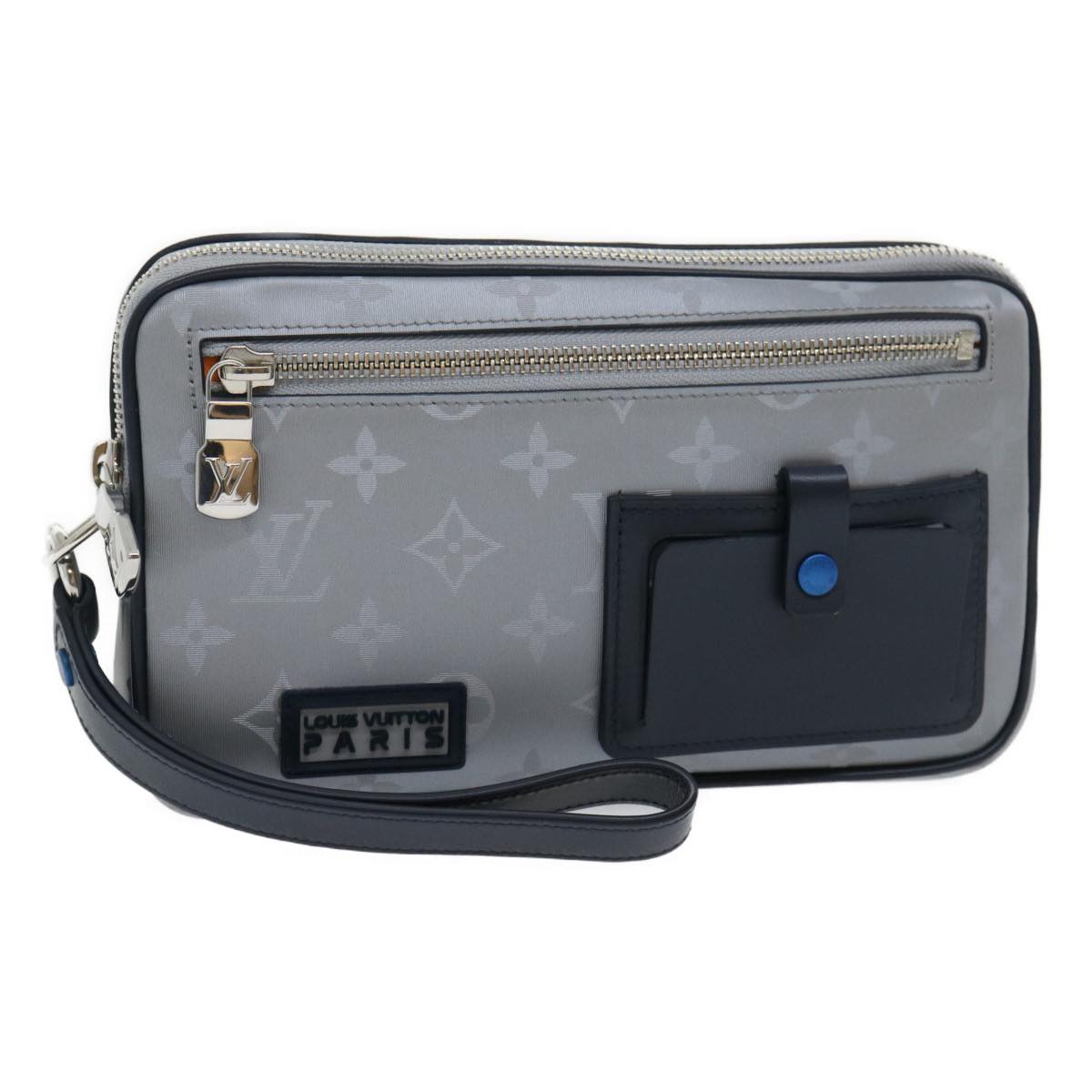LOUIS VUITTON Monogram satellite alpha Clutch Bag Silver M44171 LV Auth 29977A