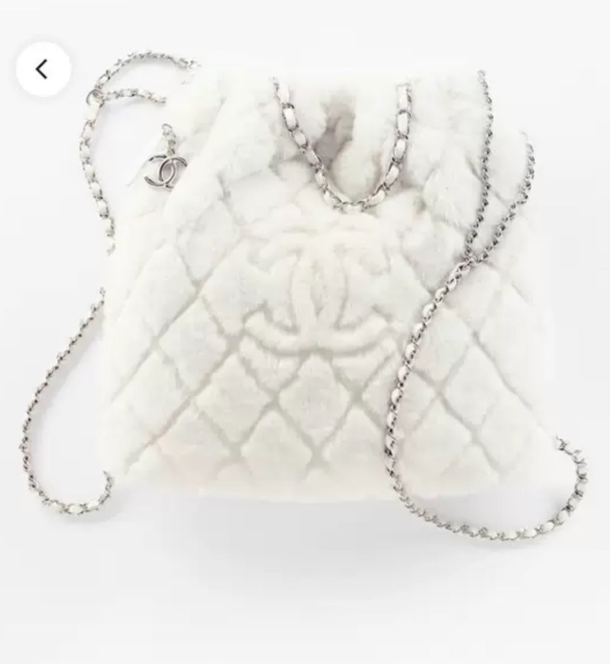 Chanel 22N white fur backpack