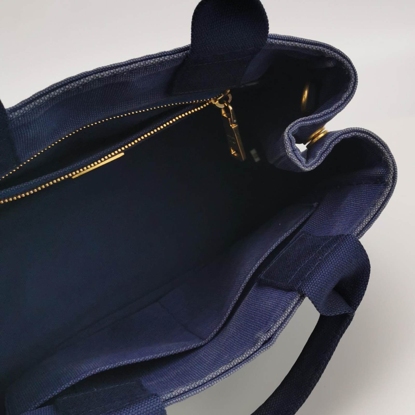 Prada Canape Canvas Tote Small Navy with Strap