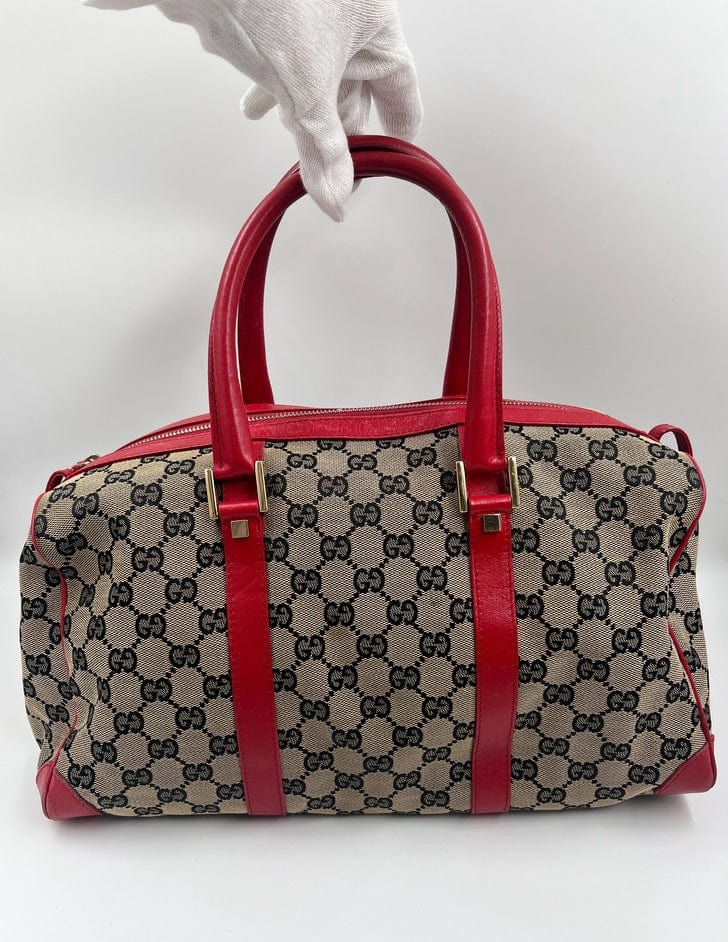 Gucci Boston Leather Canvas Shoulder Bag Style 1