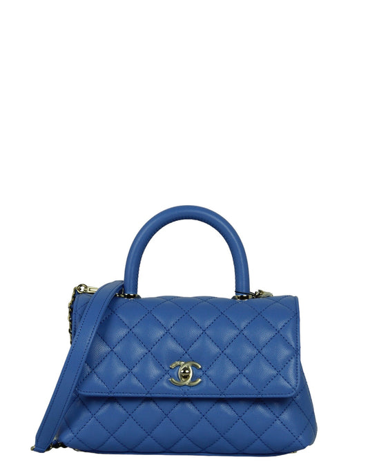 Chanel 2024 Blue Caviar Mini Coco Handle Flap Bag