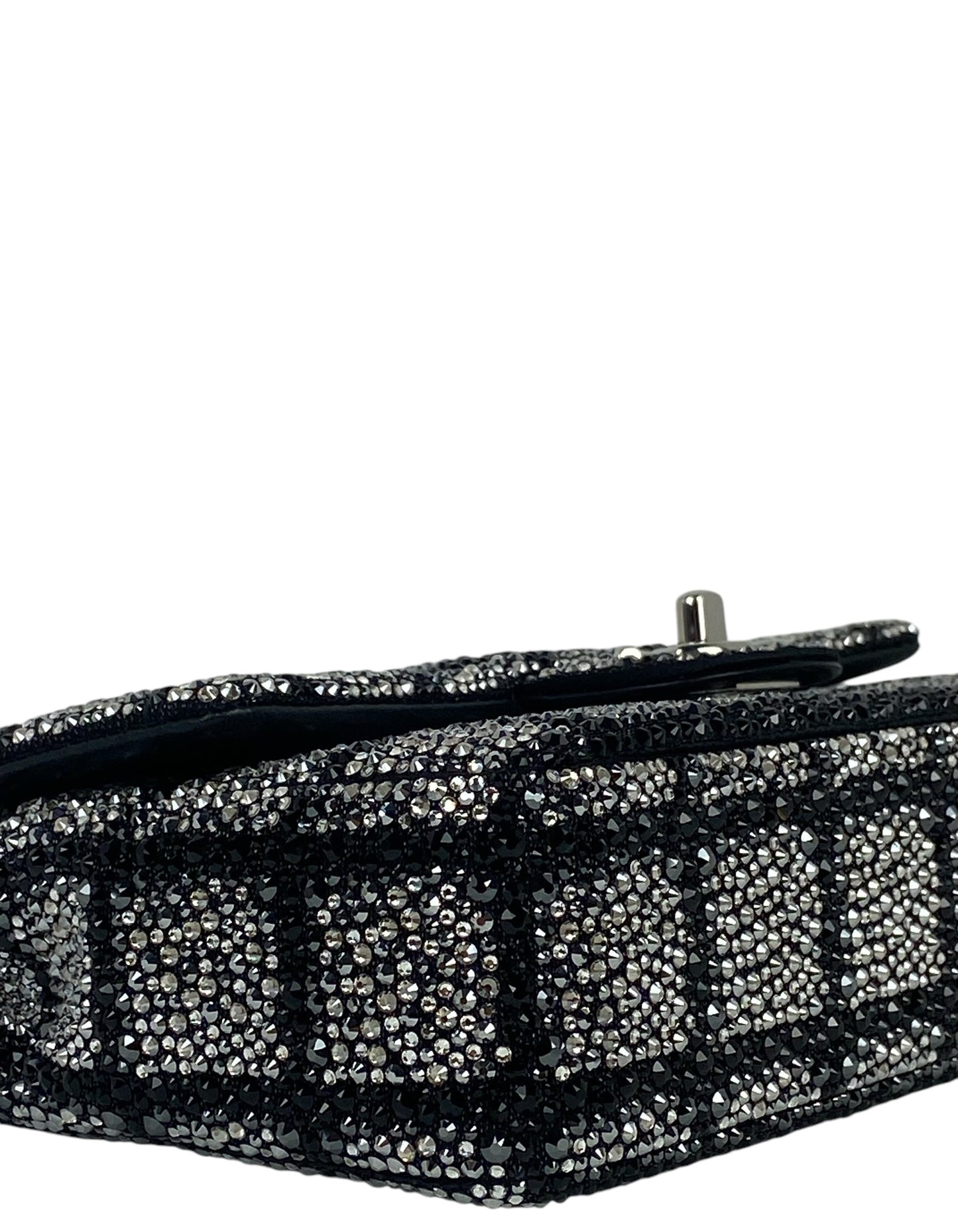 Chanel 2025 Black and Silver Strass Crystal Small Flap Bag