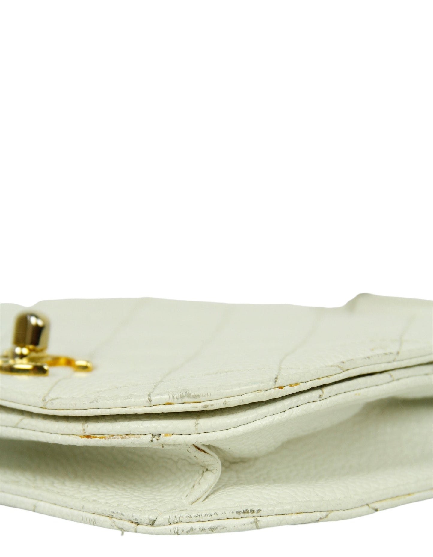 Chanel 1990s White Quilted Belt Bag sz 85/34"