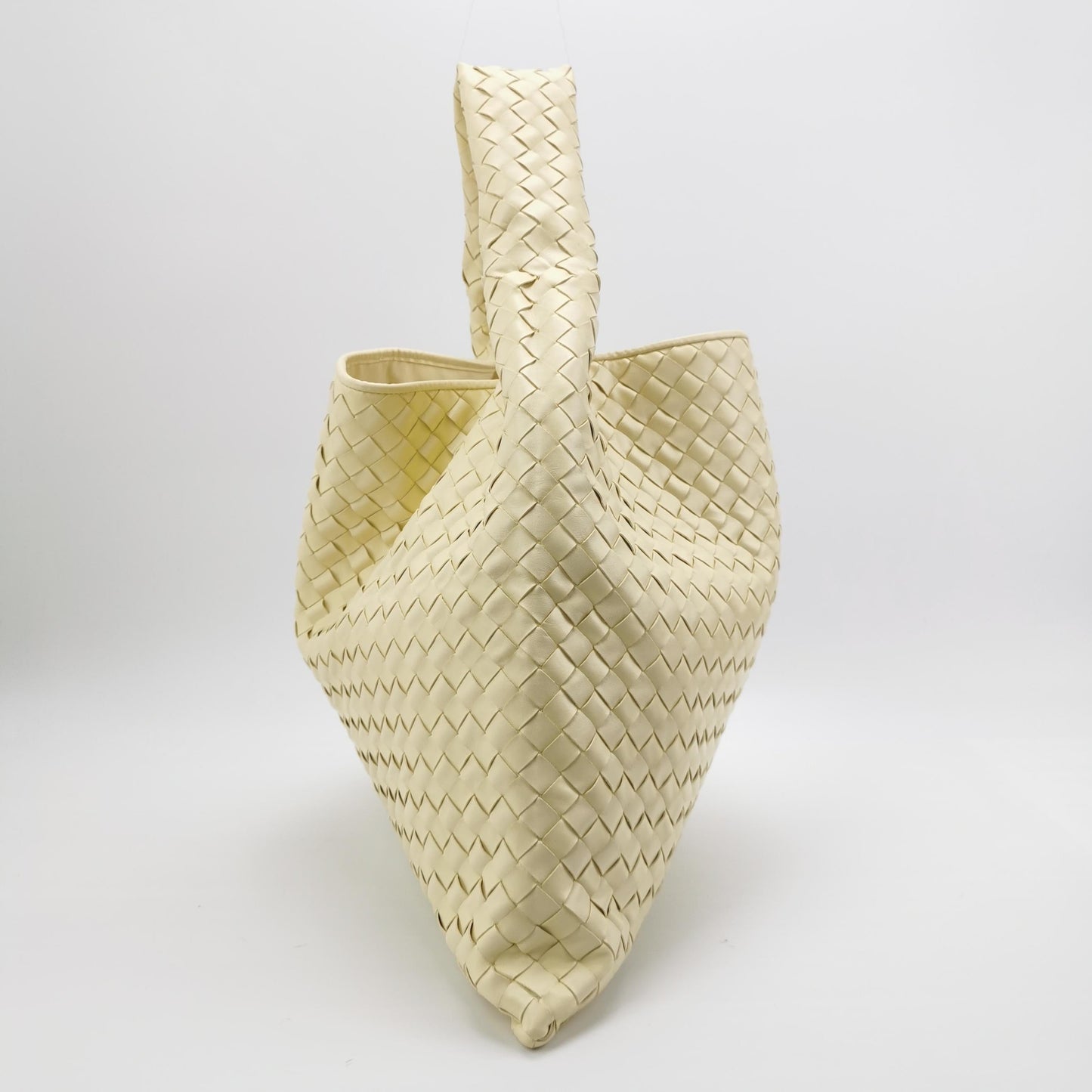 Bottega Veneta Hop Large Leather Pale Cream Yellow Hobo Bag