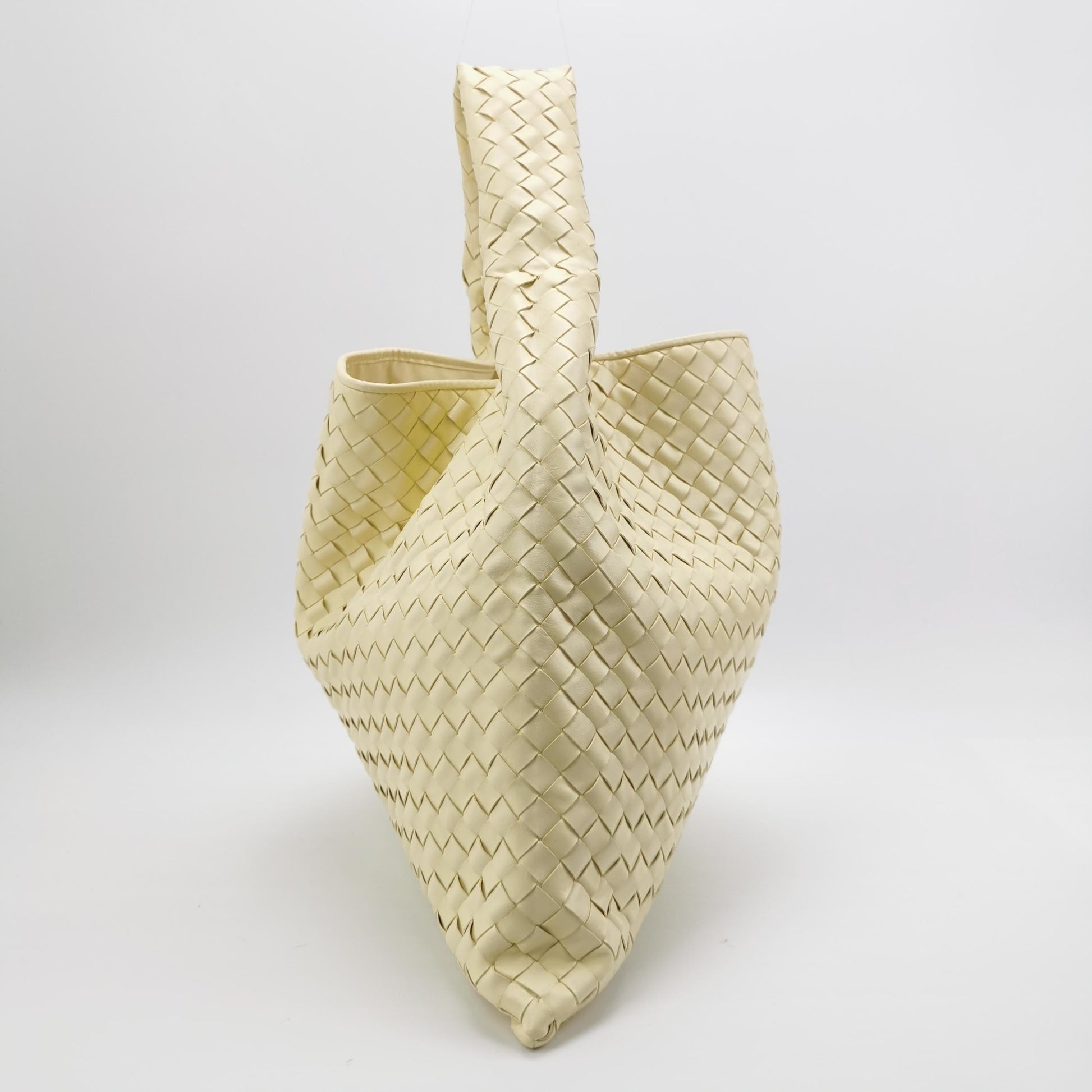 Bottega Veneta Hop Large Leather Pale Cream Yellow Hobo Bag