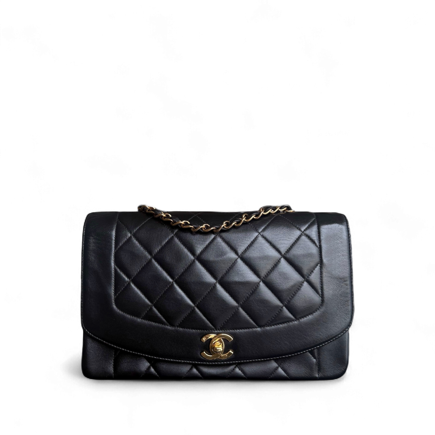 Chanel Diana Medium - Quilted Lambskin Black Gold Hardware Series 2