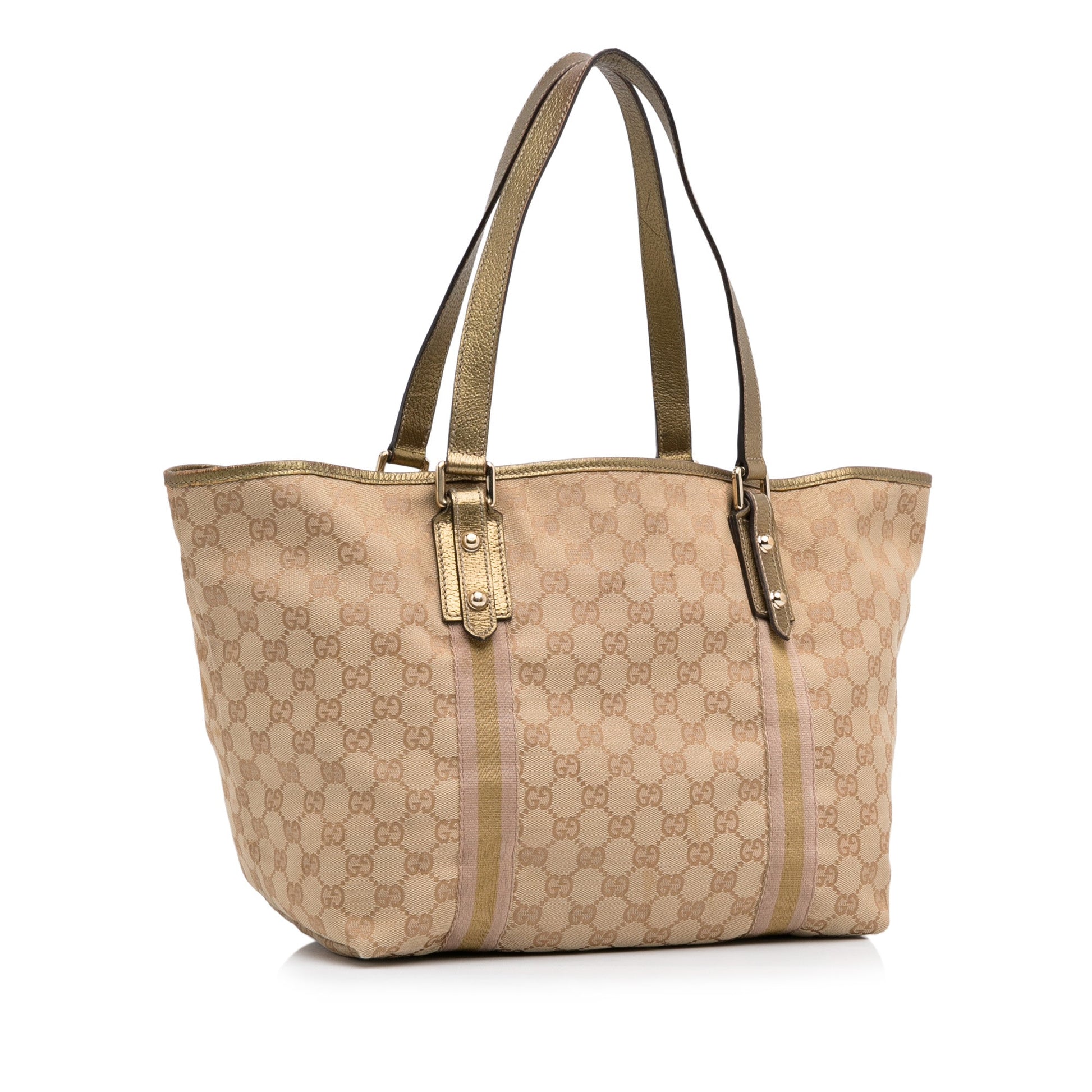 Gucci Tan Leather Canvas Tote Style 5