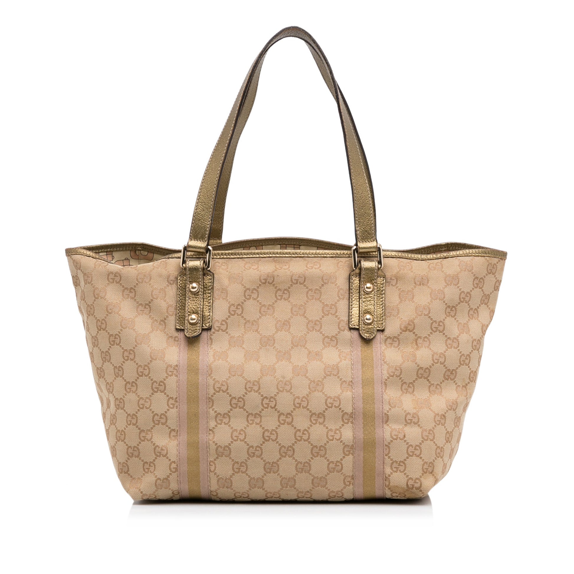 Gucci Tan Leather Canvas Tote Style 5