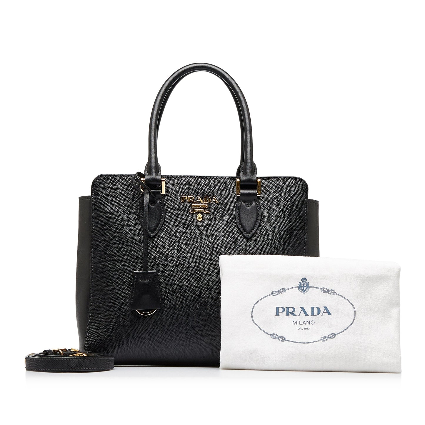 Prada Saffiano Black Soft Calfskin Luxury Handbag