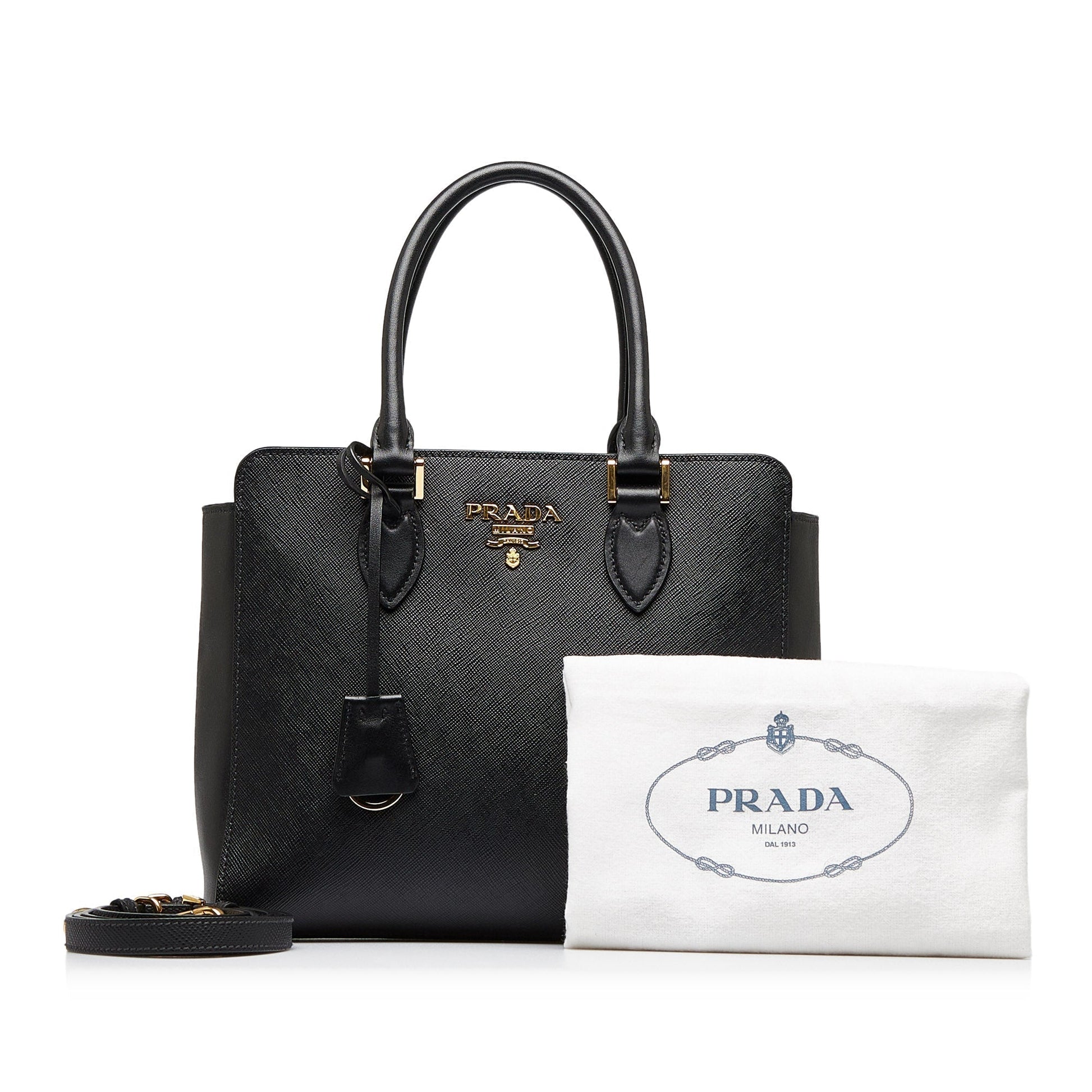 Prada Saffiano Black Soft Calfskin Luxury Handbag