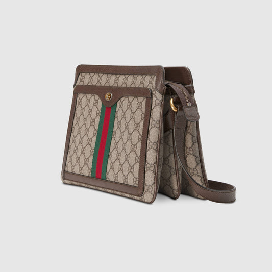 Gucci Monogram Saddle Leather Canvas Crossbody