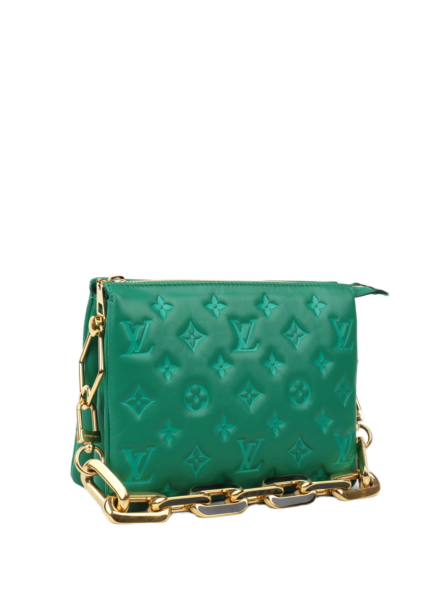 Louis Vuitton Vert Green Monogram Embossed Puffy Coussin BB GHW Bag