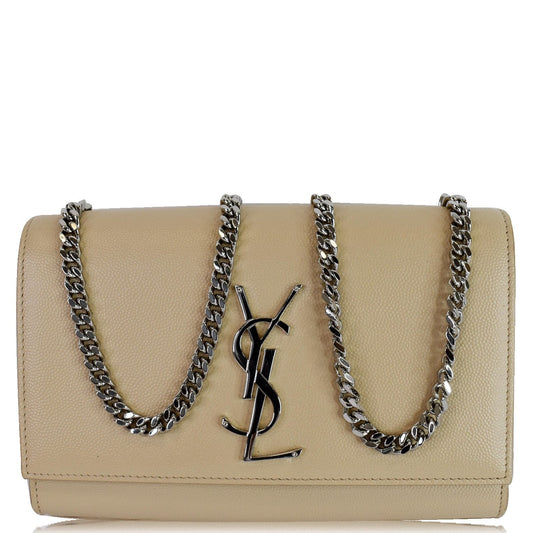 SAINT LAURENT Kate Medium Leather Crossbody Bag Beige