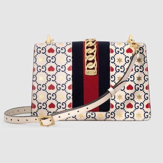 Gucci Monogram Nylon Chain Leather Crossbody