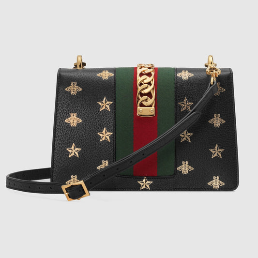 Gucci Monogram Nylon Chain Leather Crossbody