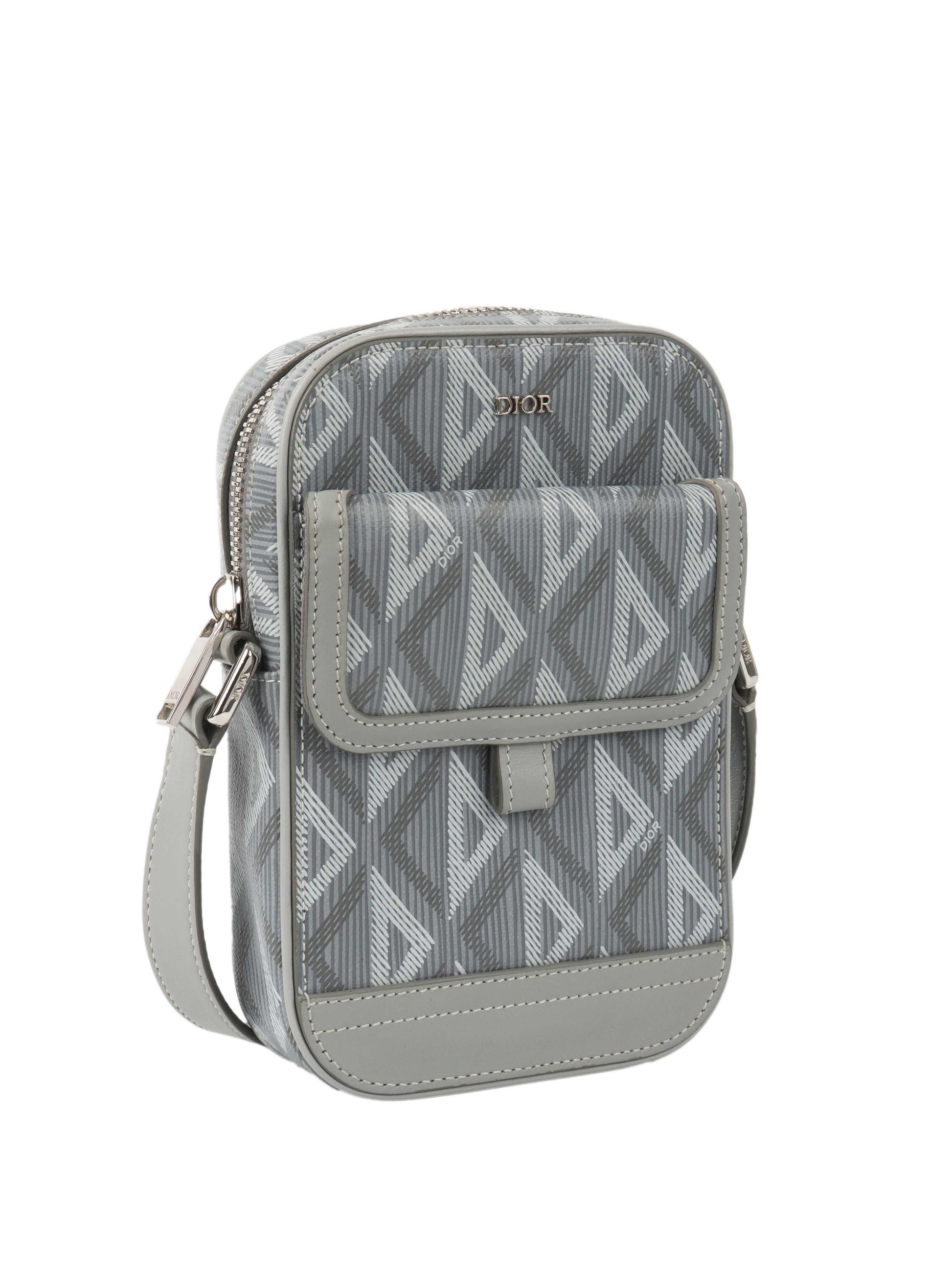 Dior Silver 'Hit The Road' Vertical Crossbody Pouch.