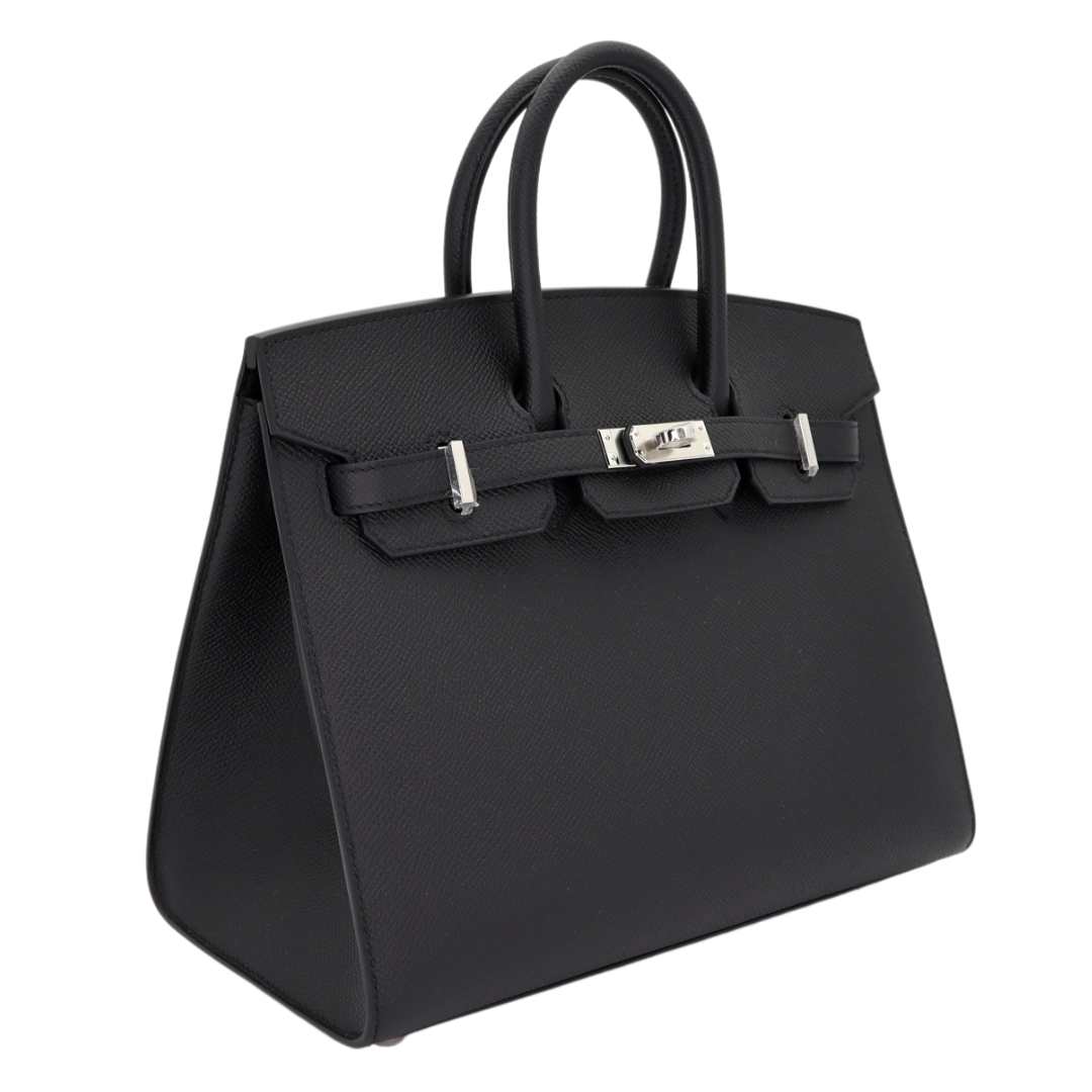 Hermes25cm Birkin Sellier Black Epsom Leather Palladium Hardware