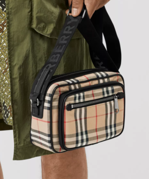 Burberry Check And Leather Crossbody Bag Archive Beige