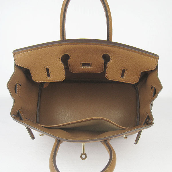 Luxury Hermes Birkin 25cm Handbag 6068 light coffee golden