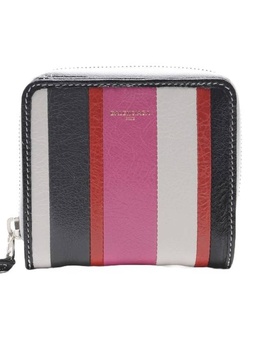 Luxury Balenciaga Trending 2026 Bazar Striped Zip Around Leather Half Wallet