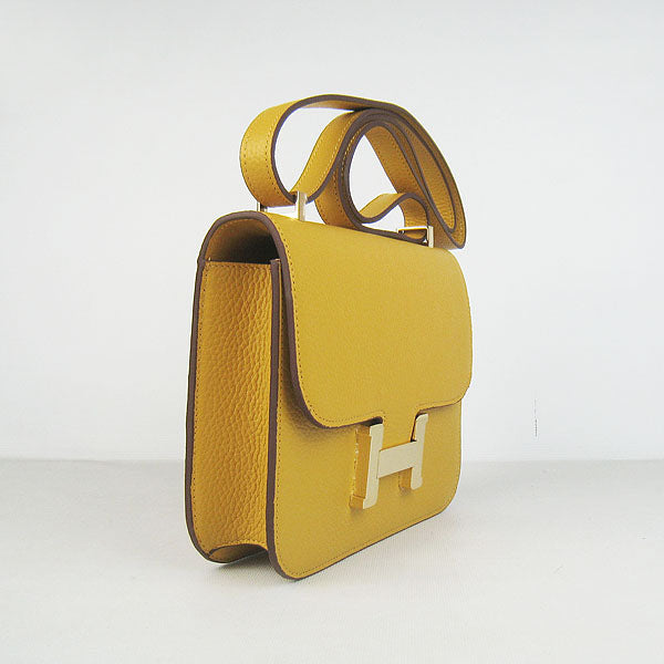 Luxury Hermes Constance Cowskin Leather Bag yellow golden