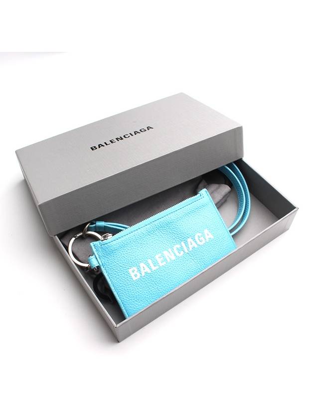Luxury Balenciaga Trending 2026 Light blue card wallet