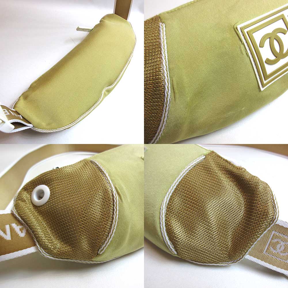 Chanel Nylon Waist Pouch Body Bag Beige Classic Flap