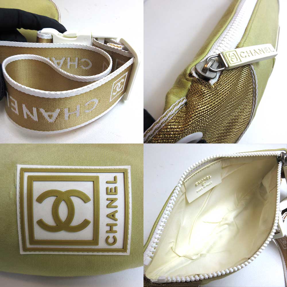Chanel Nylon Waist Pouch Body Bag Beige Classic Flap