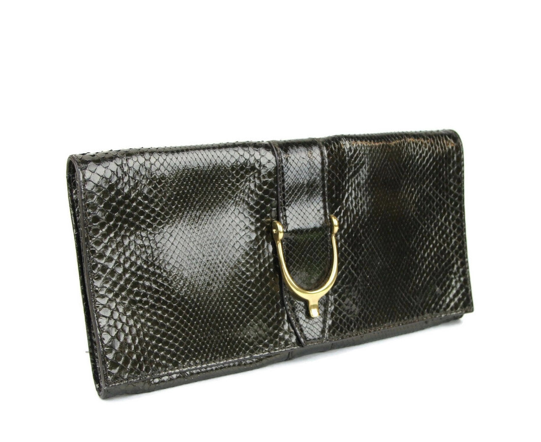 Gucci Women's Python Soft Stirrup Clutch Bag