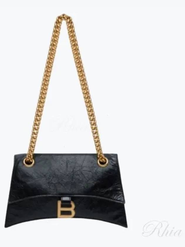 Luxury Balenciaga Trending 2026 Crush Logo Gold Chain Small Shoulder Bag Black