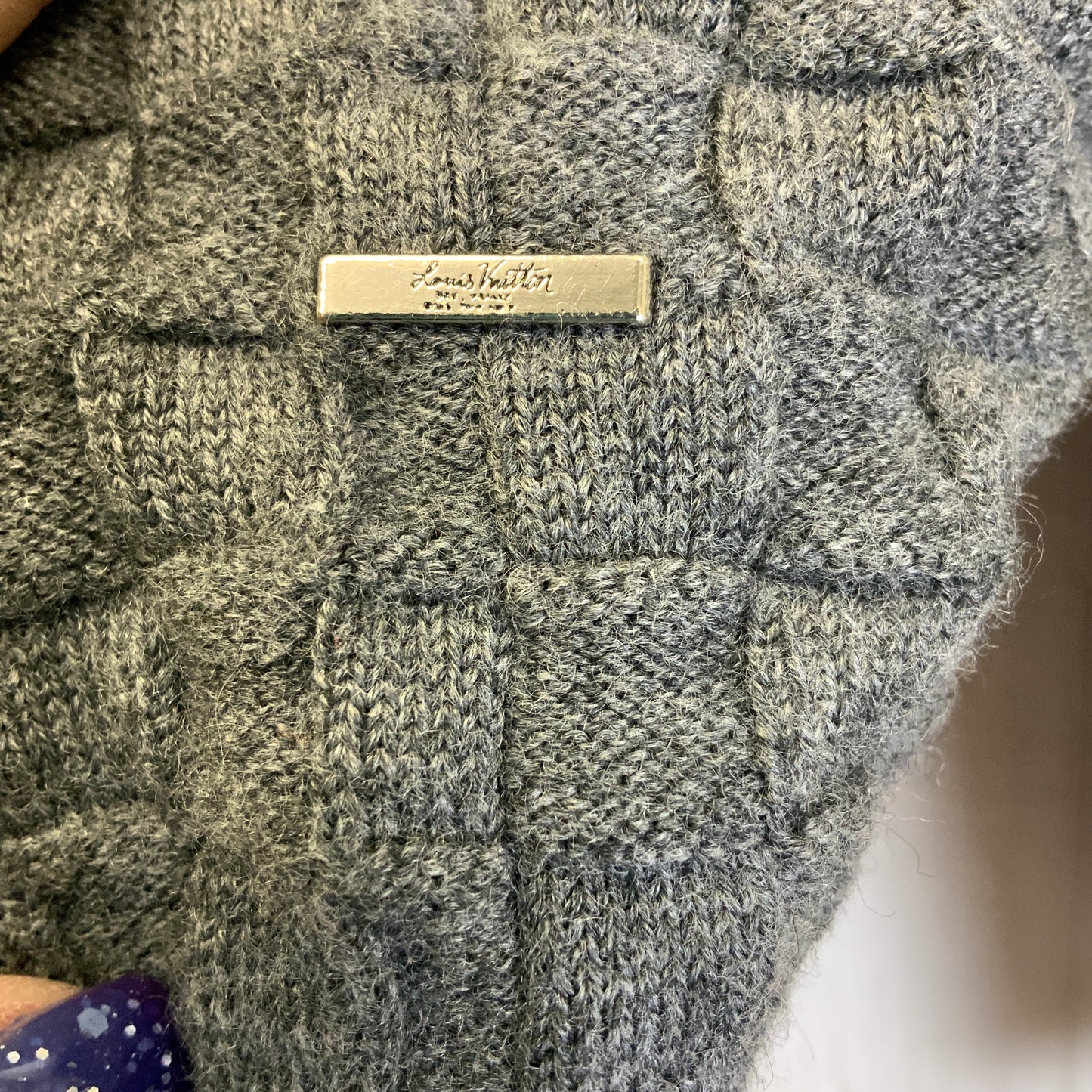 Grey Cardigan Luxury Designer Louis Vuitton, Size L Crossbody