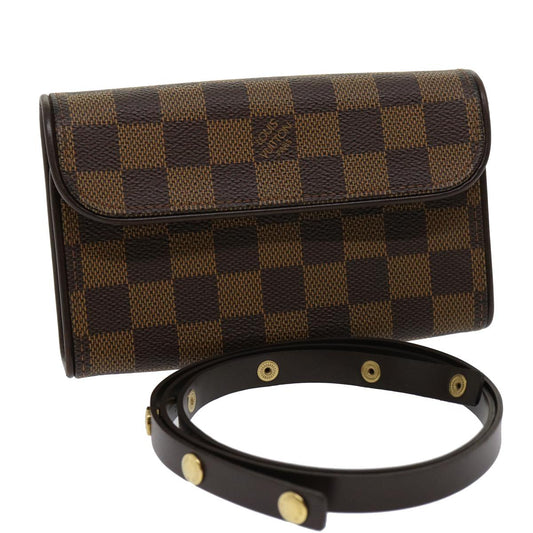 LOUIS VUITTON Damier Ebene Pochette Florentine Waist Bag N51856 LV Auth 30824A