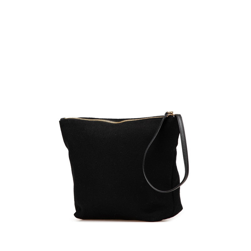 Saint Laurent Rive Gauche Wool Leather Clutch Bag