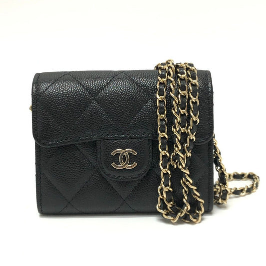 CHANEL Shoulder Bag AP0238 Caviar skin black COCO Mark Matrasse Women