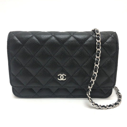 CHANEL Shoulder Bag AP0250 Caviar skin black Long Wallet Purse COCO Mark