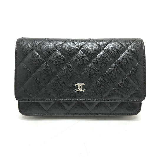 CHANEL Shoulder Bag AP0250 Caviar skin black CC Matelasse COCO Mark Classic Chain Wallet