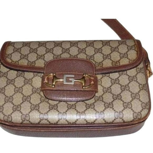 Gucci Envelope Leather Canvas Shoulder Bag