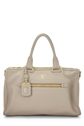 Prada, Beige Vitello Daino Convertible Tote Medium, Grey