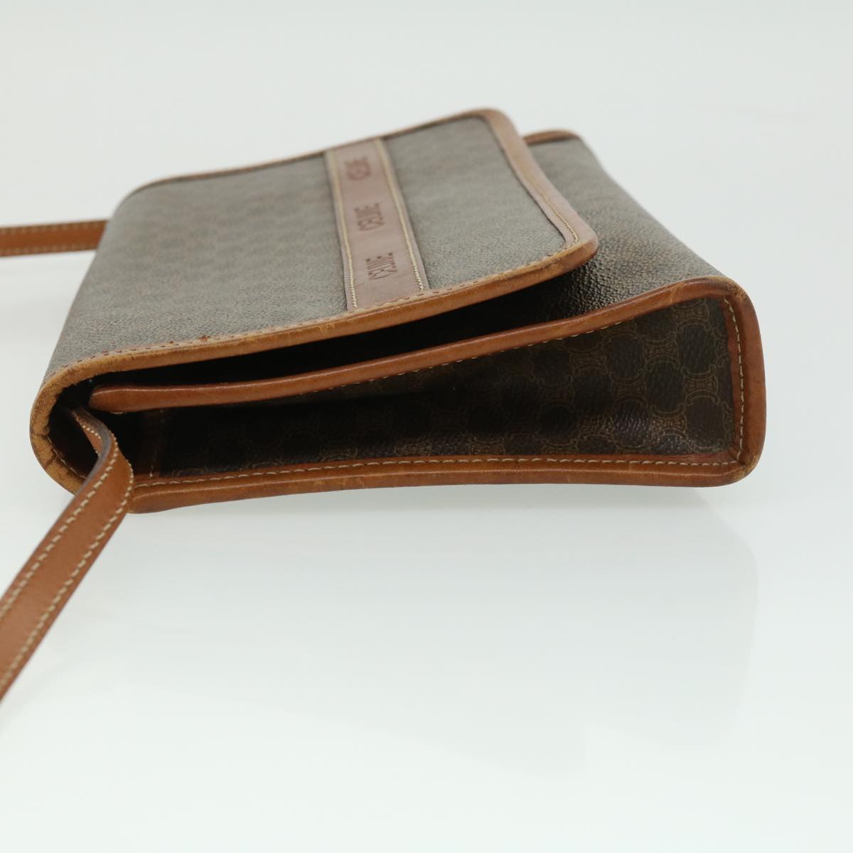 Luxury CELINE Macadam Canvas Shoulder Bag PVC Leather Brown 31513