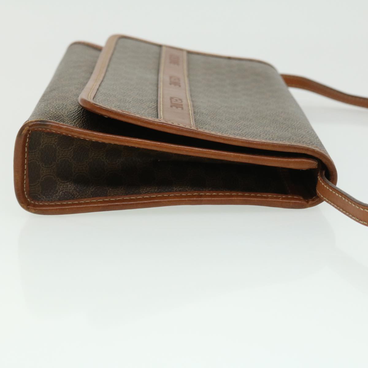 Luxury CELINE Macadam Canvas Shoulder Bag PVC Leather Brown 31513