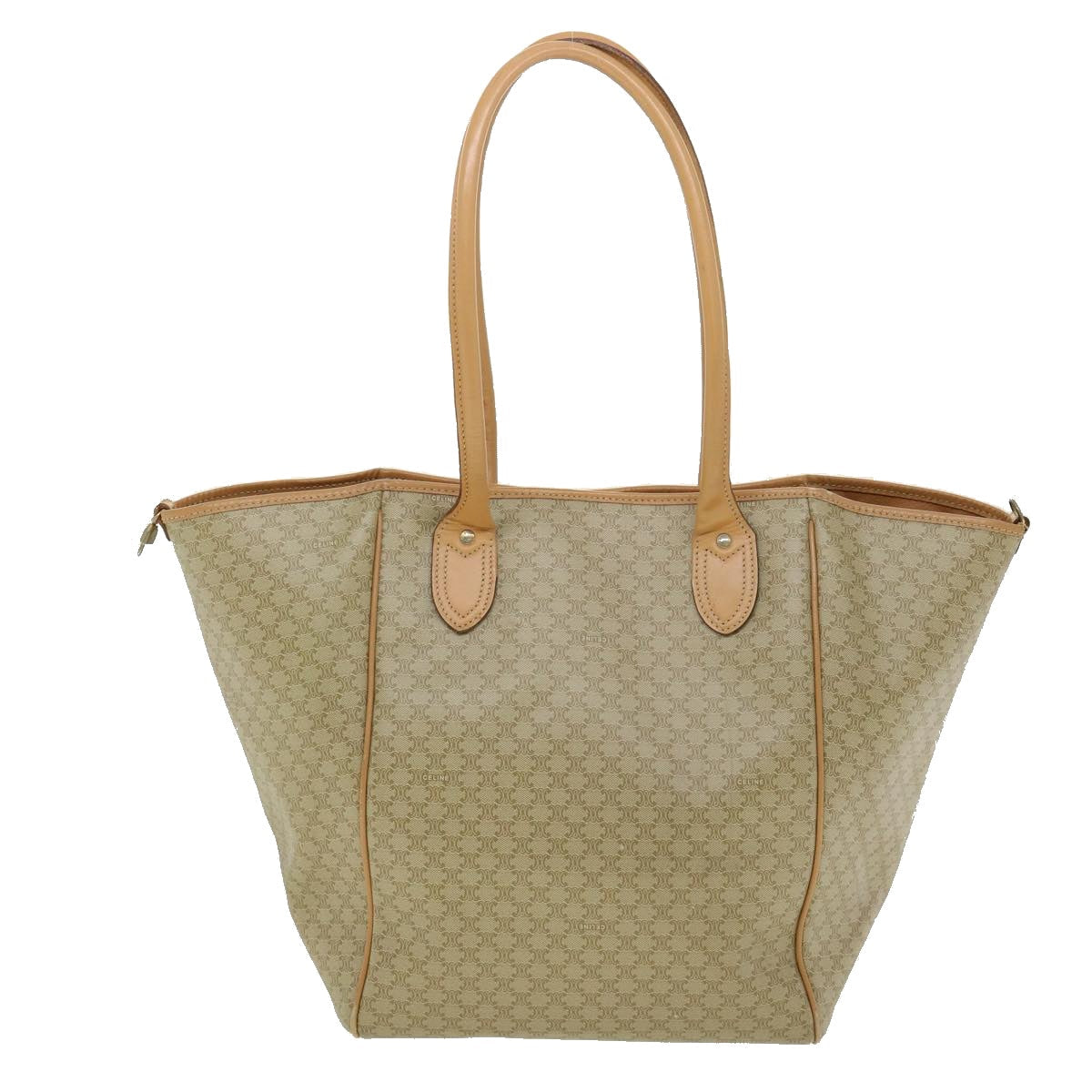 Luxury CELINE Macadam Canvas Tote Bag PVC Leather Beige 31532